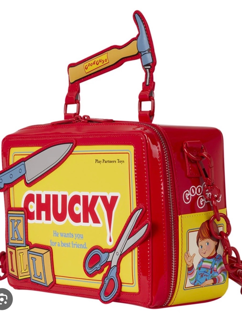 NWOT Loungefly Red Chucky Toolbox Crossbody Bag